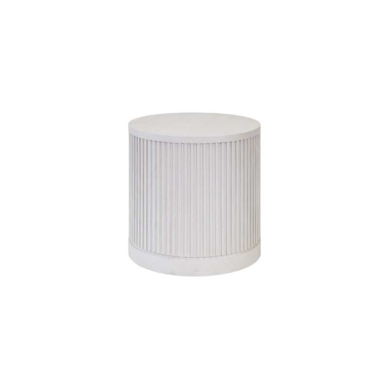 Pemberly Row Modern Solid Wood Round End Table with Shelf in White