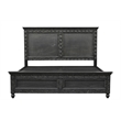 Pemberly Row Black Hand-Carved Solid Wood King Panel Bed with Floral Headboard