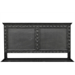 Pemberly Row Black Hand-Carved Solid Wood King Panel Bed with Floral Headboard