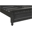 Pemberly Row Black Hand-Carved Solid Wood King Panel Bed with Floral Headboard