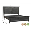 Pemberly Row Black Hand-Carved Solid Wood King Panel Bed with Floral Headboard