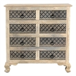 Pemberly Row White and Black Solid Wood 8 Drawer Chest with Carved Drawers