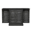 Pemberly Row Expandable Solid Mango Wood Bar Cabinet with Stemware Rack