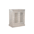 Pemberly Row Expandable Solid Mango Wood Bar Cabinet with Stemware Rack
