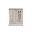 Pemberly Row Expandable Solid Mango Wood Bar Cabinet with Stemware Rack