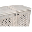 Pemberly Row Expandable Solid Mango Wood Bar Cabinet with Stemware Rack