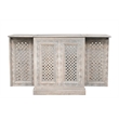 Pemberly Row Expandable Solid Mango Wood Bar Cabinet with Stemware Rack