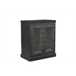 Pemberly Row Expandable Solid Mango Wood Bar Cabinet with Stemware Rack