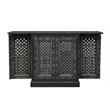 Pemberly Row Expandable Solid Mango Wood Bar Cabinet with Stemware Rack