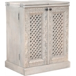 Pemberly Row Expandable Solid Mango Wood Bar Cabinet with Stemware Rack