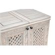 Pemberly Row Expandable Solid Mango Wood Bar Cabinet with Stemware Rack