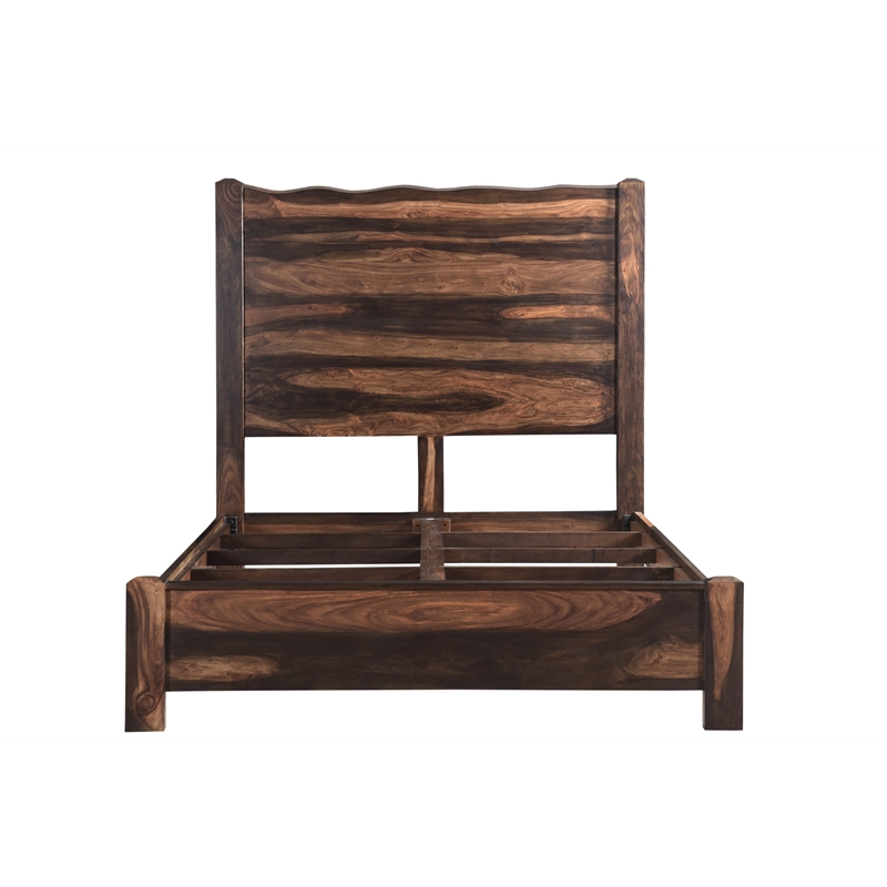 Pemberly Row Brown Live Edge Solid Wood Sheesham 5-Piece Queen Bedroom Set