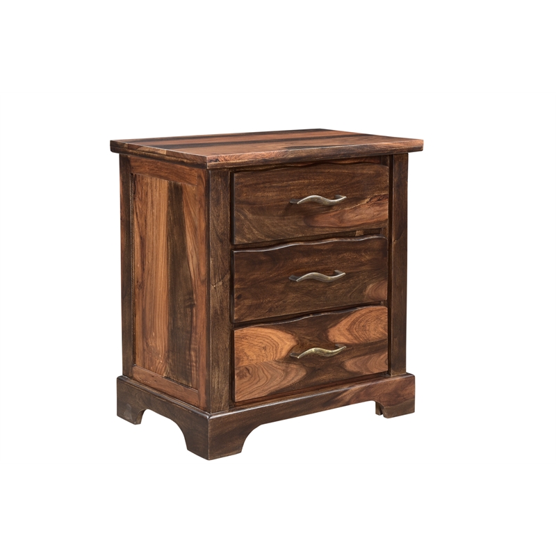 Pemberly Row Brown Live Edge Solid Wood Sheesham 5-Piece Queen Bedroom Set