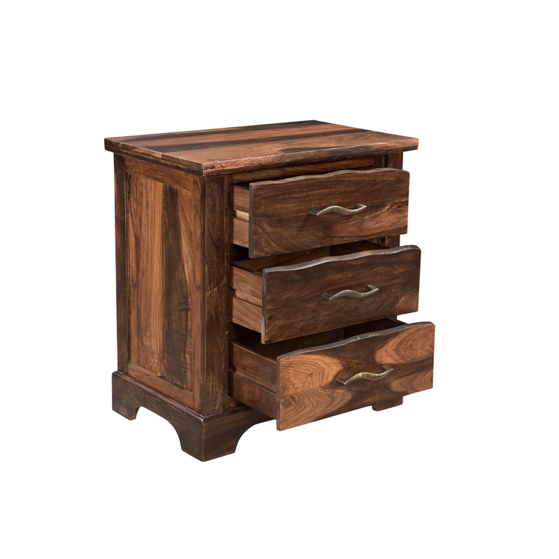 Pemberly Row Brown Live Edge Solid Wood Sheesham 5-Piece Queen Bedroom Set