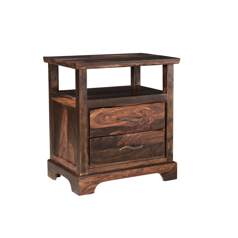 Pemberly Row Brown Live Edge Solid Wood Sheesham 5-Piece Queen Bedroom Set