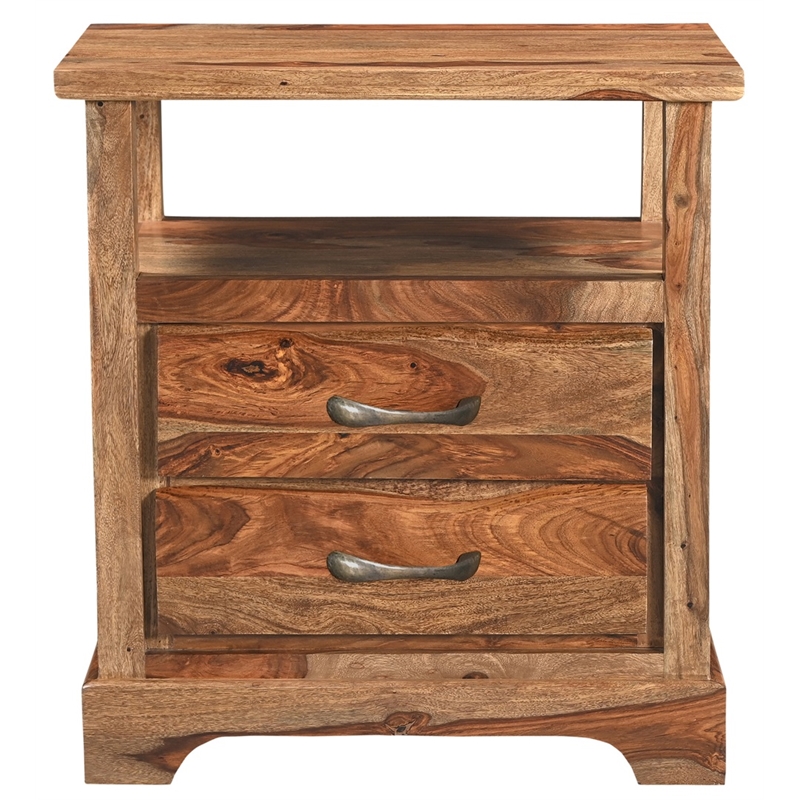 Pemberly Row Brown Live Edge Solid Wood Sheesham 5-Piece Queen Bedroom Set