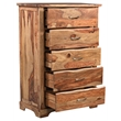 Pemberly Row Brown Live Edge Solid Wood Sheesham 5-Piece Queen Bedroom Set