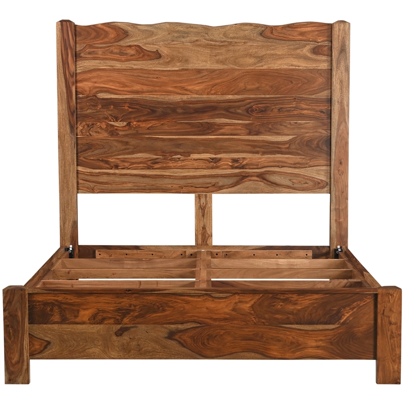 Pemberly Row Brown Live Edge Solid Wood Sheesham 5-Piece Queen Bedroom Set