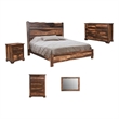 Pemberly Row Brown Live Edge Solid Wood Sheesham 5-Piece King Bedroom Set