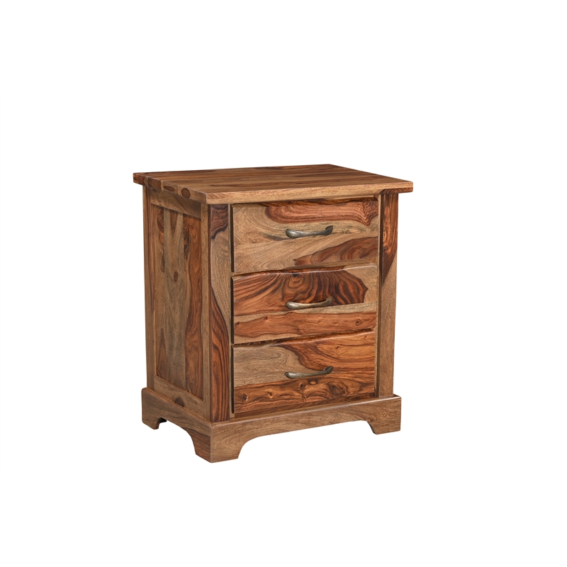Pemberly Row Brown Live Edge Solid Wood Sheesham 5-Piece King Bedroom Set
