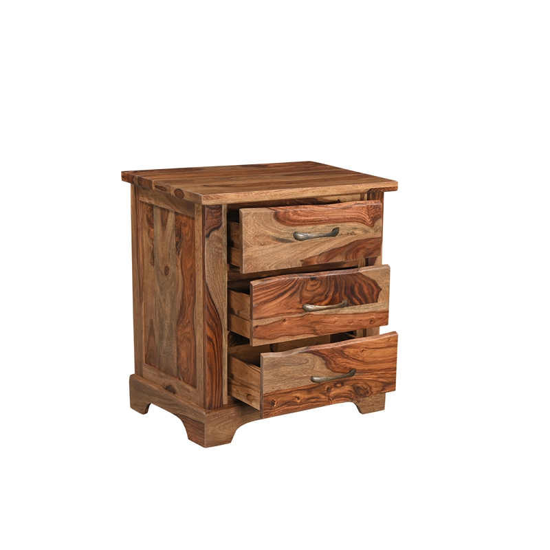 Pemberly Row Brown Live Edge Solid Wood Sheesham 5-Piece King Bedroom Set