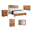 Pemberly Row Brown Live Edge Solid Wood Sheesham 5-Piece King Bedroom Set