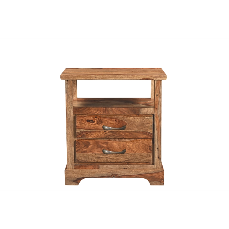 Pemberly Row Brown Live Edge Solid Wood Sheesham 5-Piece King Bedroom Set