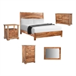 Pemberly Row Brown Live Edge Solid Wood Sheesham 5-Piece King Bedroom Set