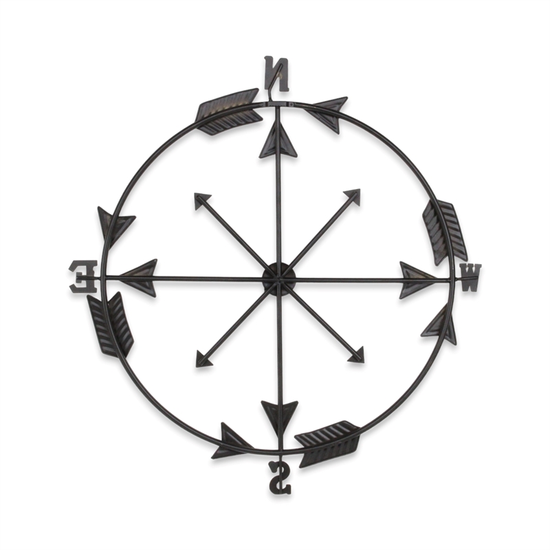Pemberly Row Decorative Gold and Gray Metal Wall Compass for Decor