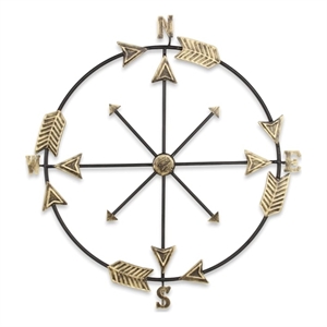 Pemberly Row Decorative Gold and Gray Metal Wall Compass for Decor