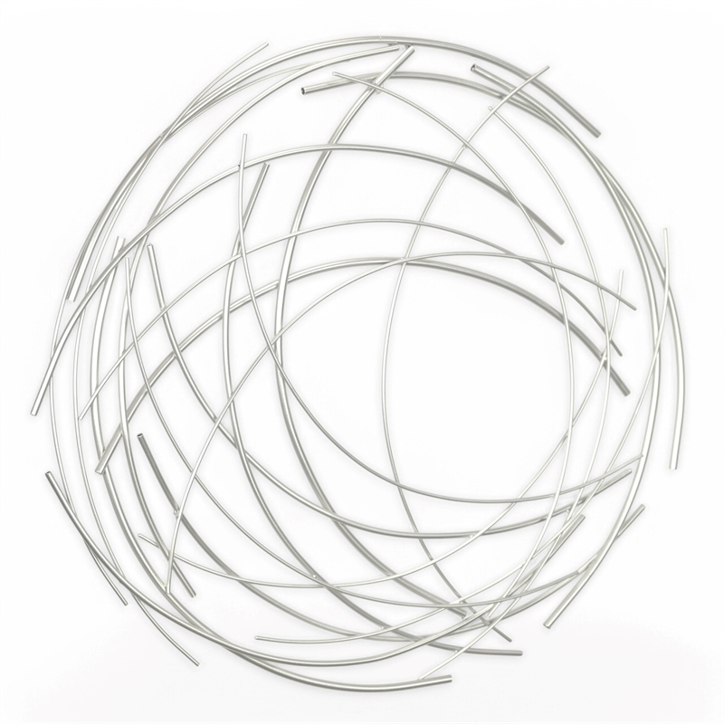 Pemberly Row Large Abstract Round Textured Metal Wall Art in Silver