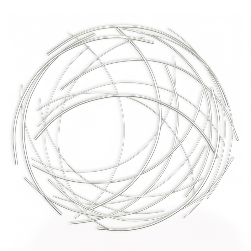 Pemberly Row Large Abstract Round Textured Metal Wall Art in Silver