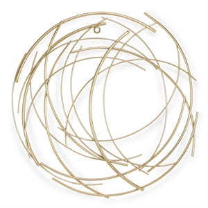 Pemberly Row Small Abstract Round Textured Metal Wall Art in Gold