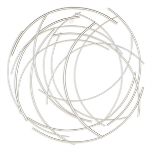 Pemberly Row Small Abstract Round Textured Metal Wall Art in Silver