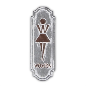 Pemberly Row Rustic Cast Iron Metal Womens Room Placard Wall Sign