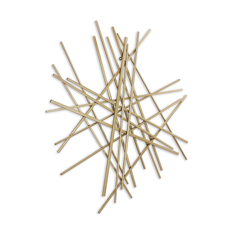 Pemberly Row Large Abstract Metal Wall Decor with Texture in Gold