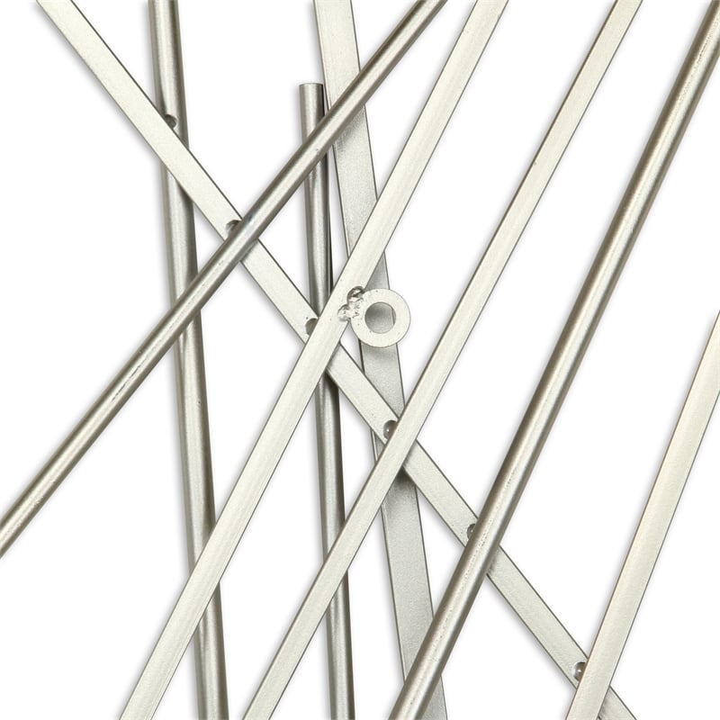Pemberly Row Large Abstract Metal Wall Decor with Texture in Silver