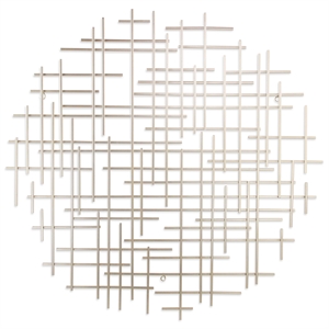 Pemberly Row Large Round Hammered Metal Wall Art Sculpture in Silver