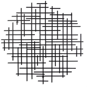 Pemberly Row Small Round Hammered Metal Wall Art Sculpture in Black