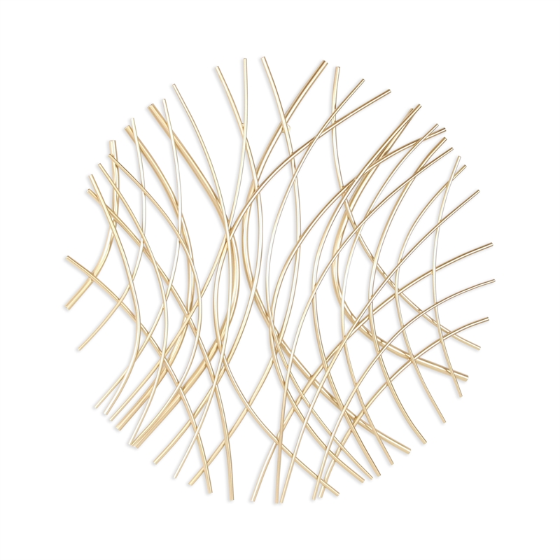 Pemberly Row Large Abstract Dimensional Metal Wall Decor in Gold