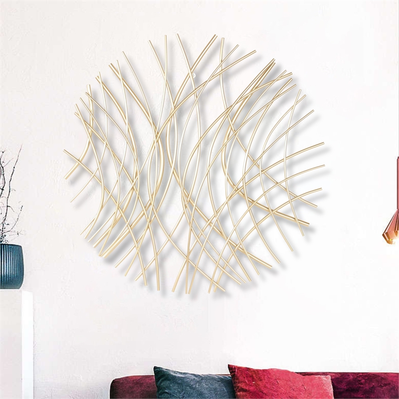 Pemberly Row Large Abstract Dimensional Metal Wall Decor in Gold