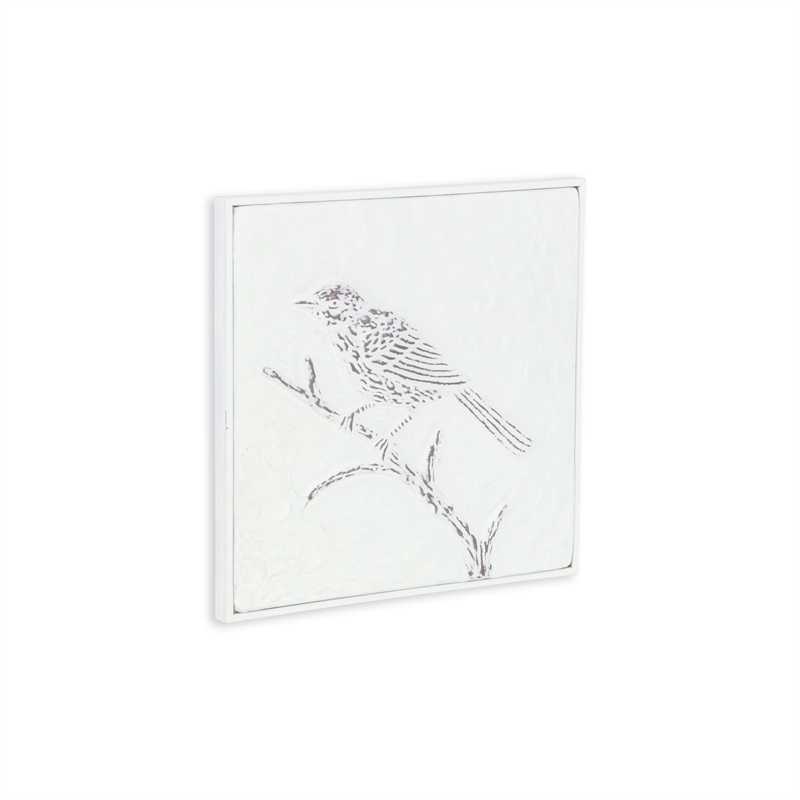 Pemberly Row Decorative Snow Themed Two Tone Metal Wall Art in White