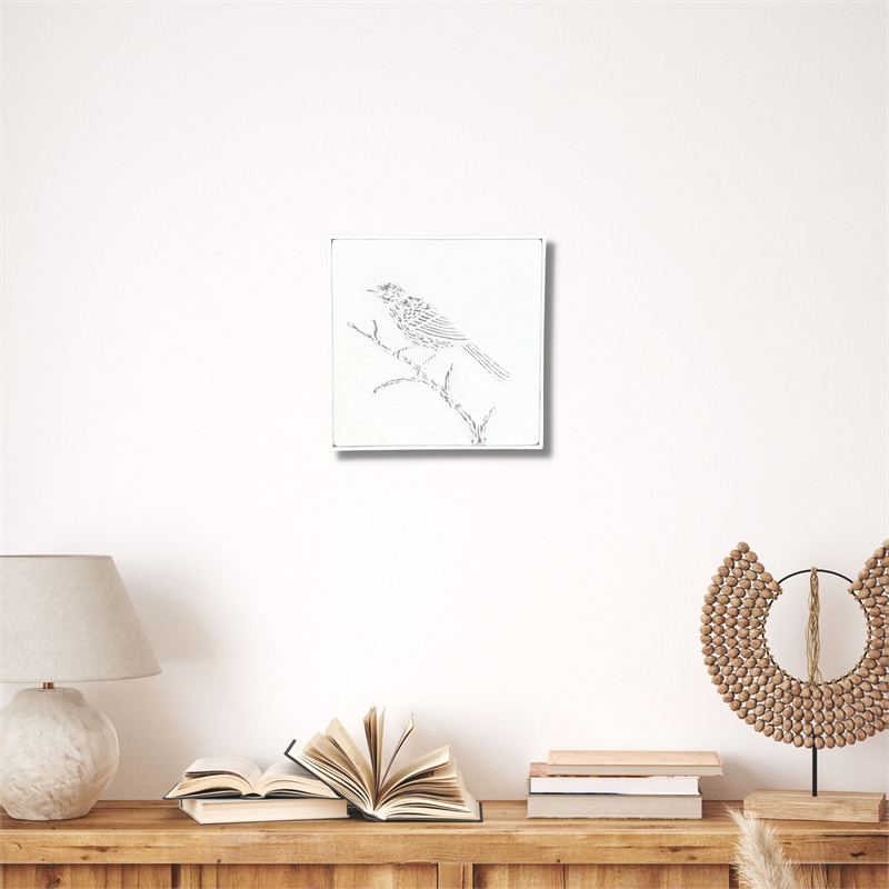 Pemberly Row Decorative Snow Themed Two Tone Metal Wall Art in White