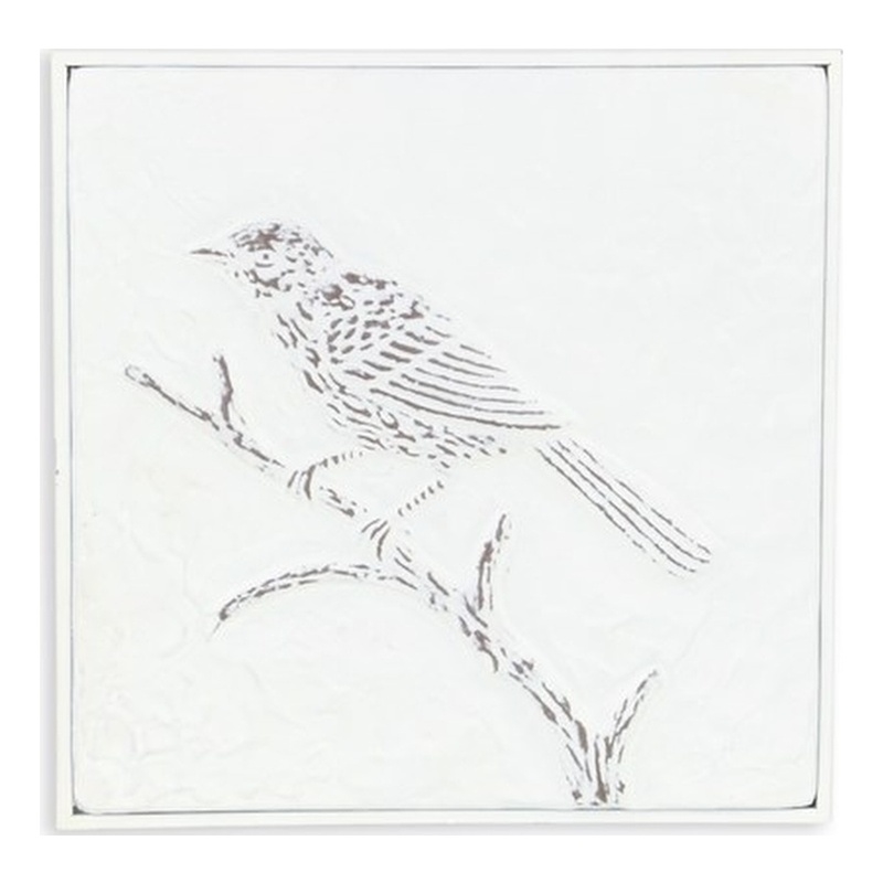 Pemberly Row Decorative Snow Themed Two Tone Metal Wall Art in White