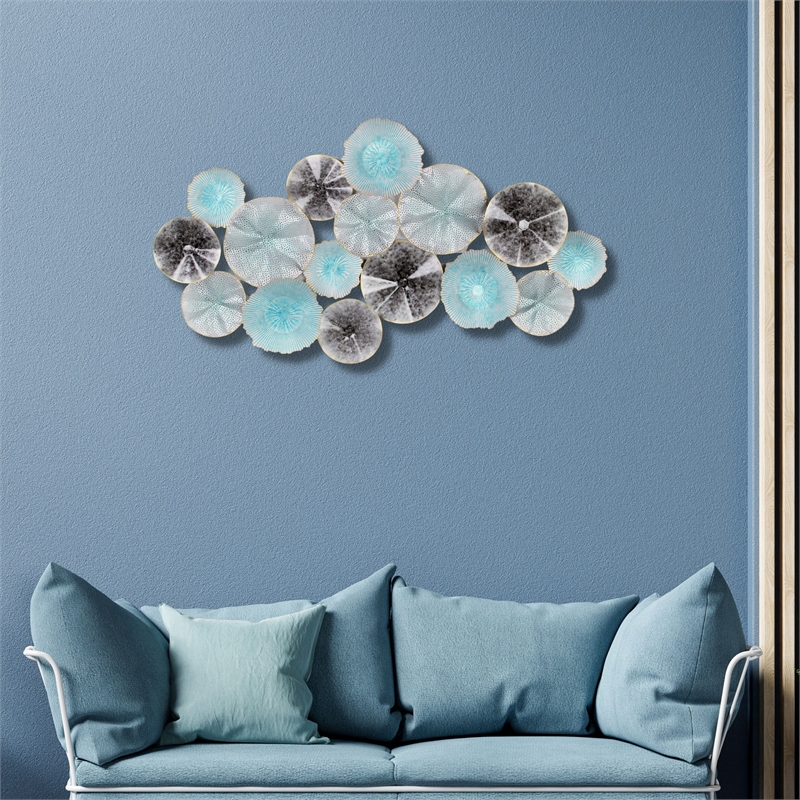 Pemberly Row Coastal Multi Dimensional Flower Burst Metal Wall Decor