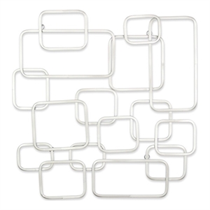 Pemberly Row Silver Curved Square Abstract Wall Decor in Metal