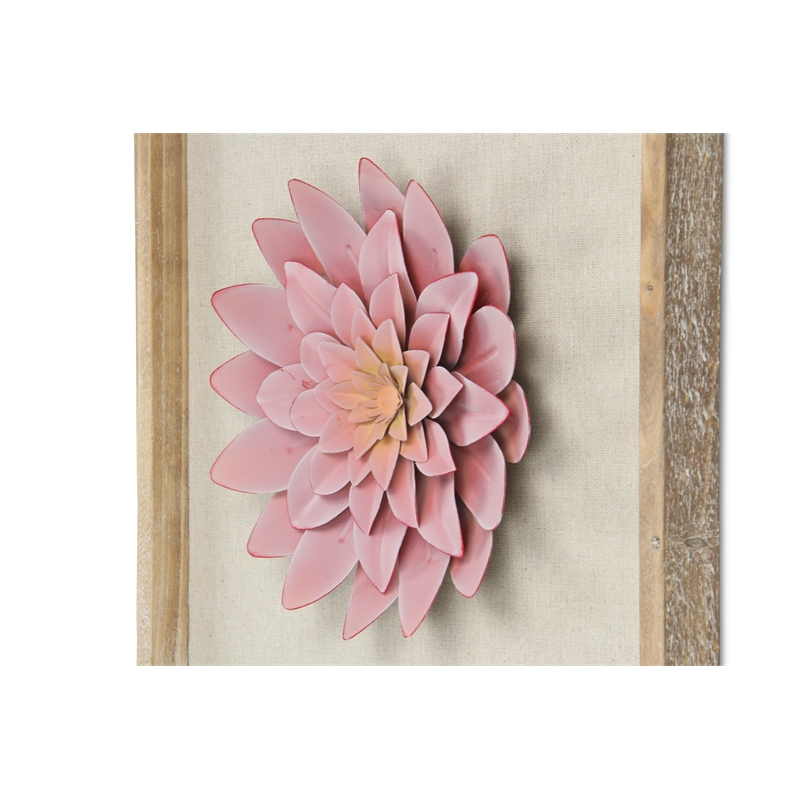 Pemberly Row Framed Elegant Pink Flower Art Print on Brown Frame