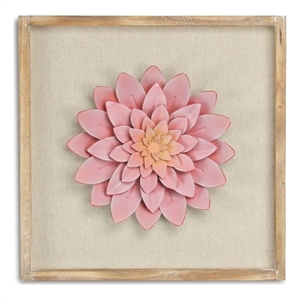 Pemberly Row Framed Elegant Pink Flower Art Print on Brown Frame