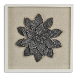 Pemberly Row Framed Elegant Black Flower Art Print on Brown Frame