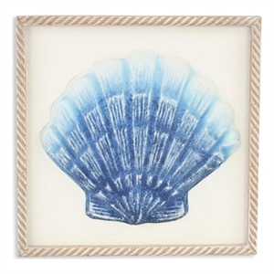 Pemberly Row Blue Sea Shell Metal Relief Wall Art for Coastal Decor